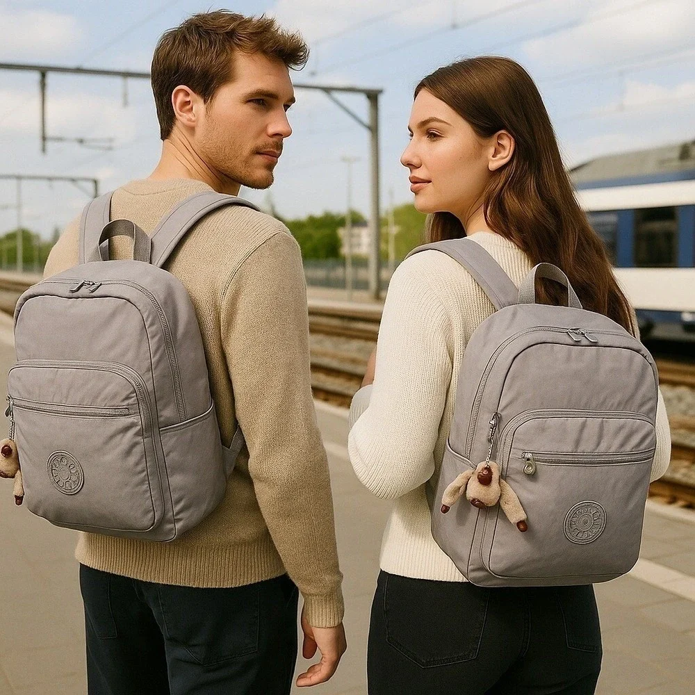 Kipling Gray Backpack Lightweight Compact Daypack Travel School Bag‎